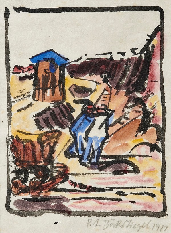 Das Gemälde "Arbeiter in der Lehmgrube" von Peter August Böckstiegel